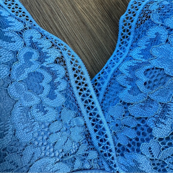 KNIX Knixy Lace Deep V Bralette Bra Size XL Blue Wireless‎ Comfort Plunge - Picture 2 of 8
